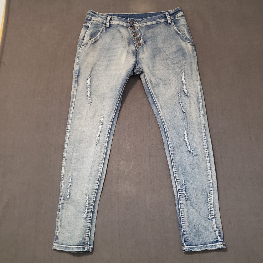 Unbranded Fashion Jeans Mens Size 32x27 Striped Pockets Distressed